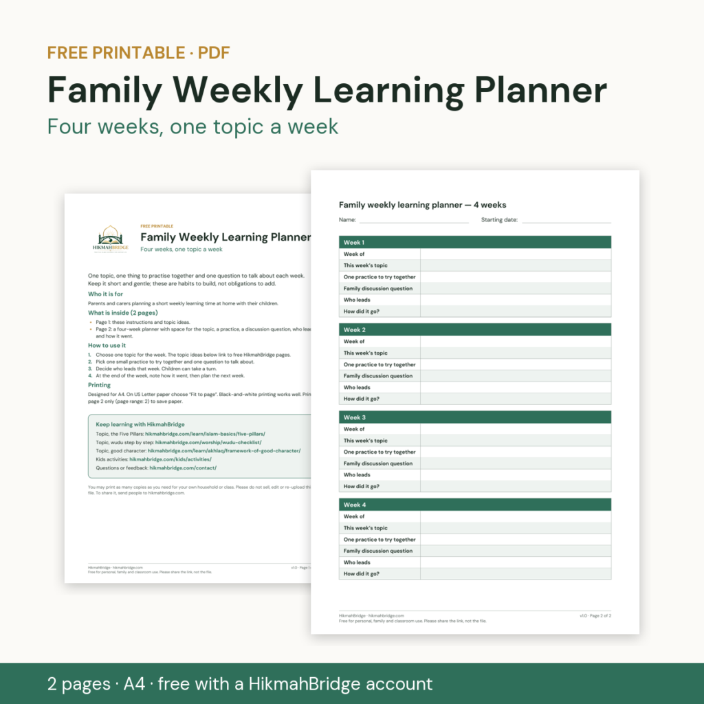 Family Weekly Learning Planner cover